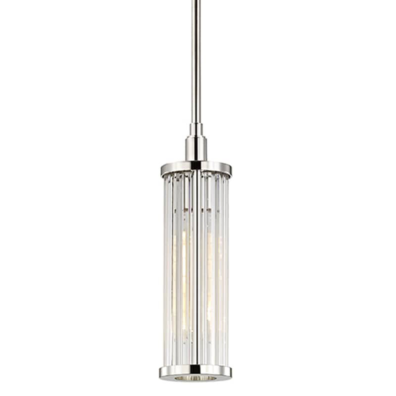 Luminaire suspendu cylindrique simple à 1 lumière Marley, Nickel poli