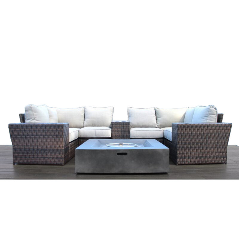 Widener High-Density Polyethylene Wicker Fully Assembled 4 - Person Seating Group with Cushions