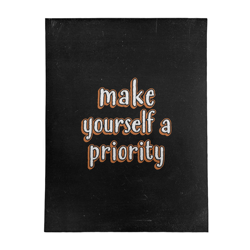 Tapis en poly-chenille style tableau noir style self love, Rectangle 5 pi x 7 pi