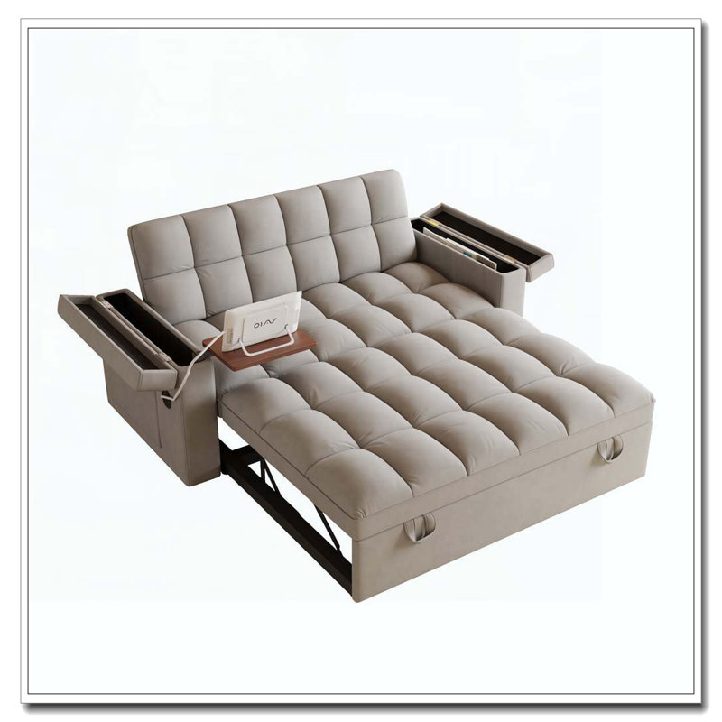 Canapé-lit de 65 pouces 3 en 1 pliable de grande taille, Gris clair