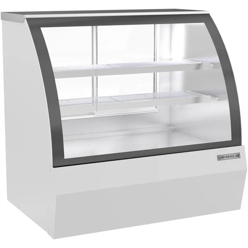 Présentoir à boissons en verre courbé noir, H 33,96 po x l 46,79 po x P 46,13 po, Blanc/Noir