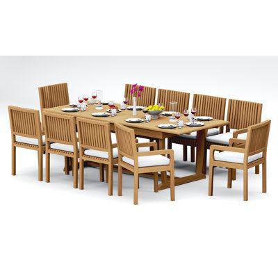 Maldives Outdoor 11 - Piece Teak Dining Set