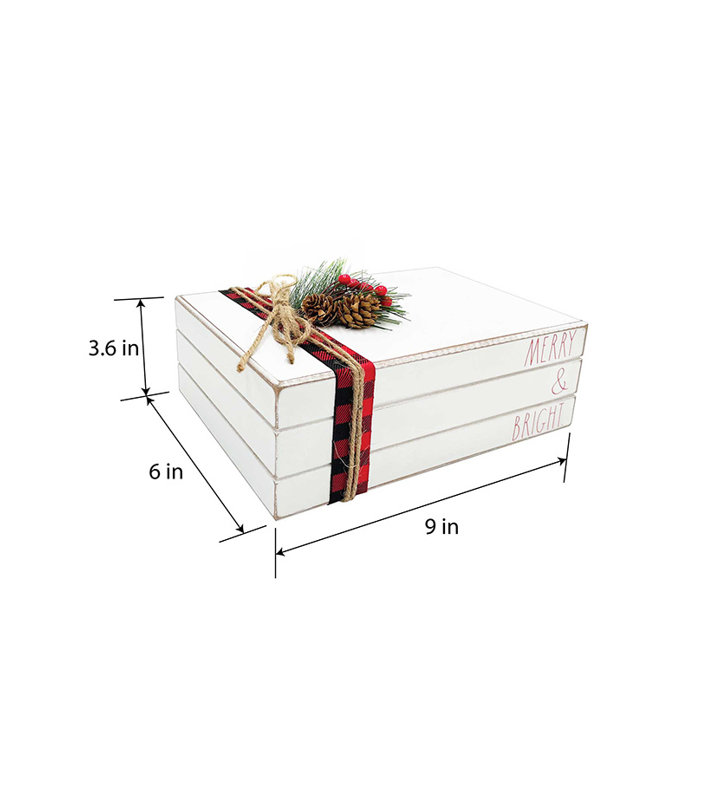 Ensemble de 3 livres décoratifs en bois Deerick
