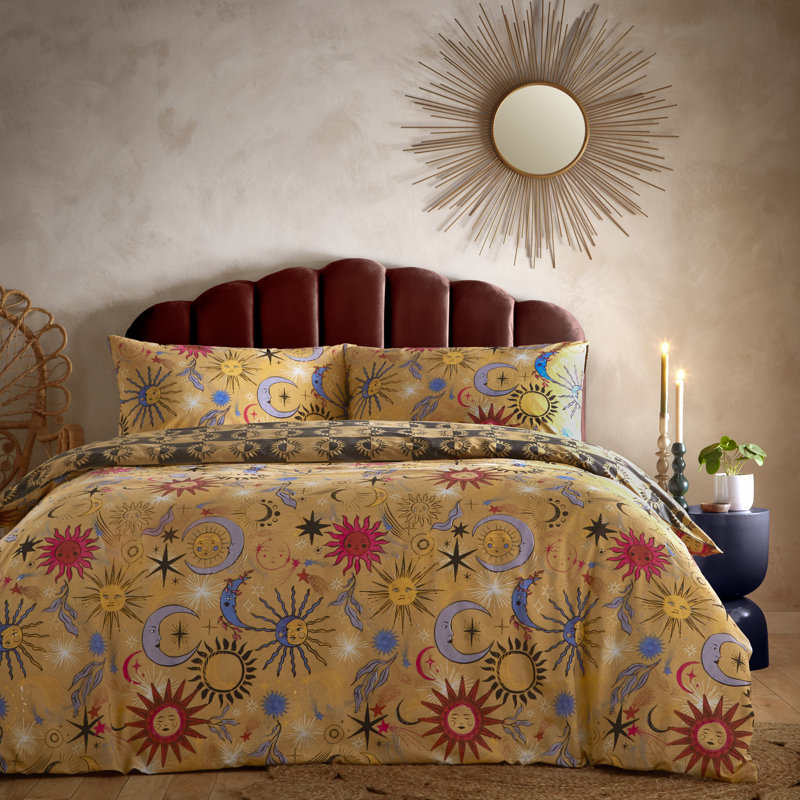 Ethereal Star Cotton Blend Abstract Duvet Cover Set with Pillowcases, King Duvet Cover + 2 Standard Pillowcase