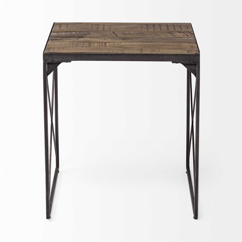 Table de bout carrée en bois massif brun transitionnel de 23 po Gracie Mills