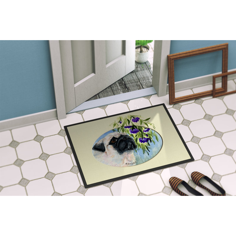 Tapis de porte d’intérieur anti-dérapant carlin, Rectangle 2 pi x 3 pi