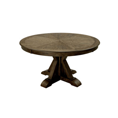 54.4" W Rustic Round Dining Table, Light Oak