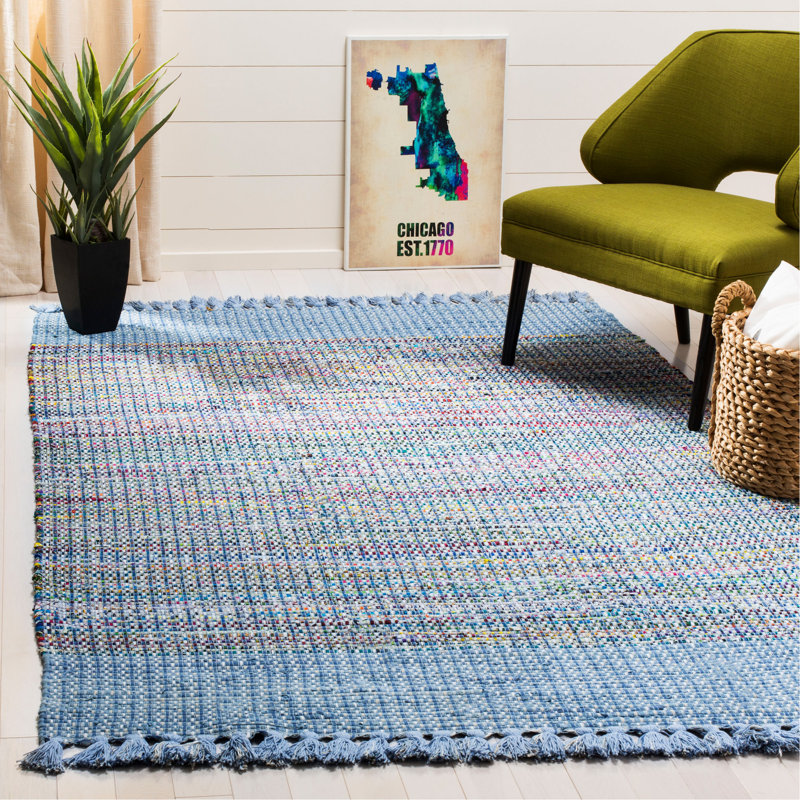 Ekaterina Hand Woven Cotton Abstract Rug, Rectangle 5' x 8'