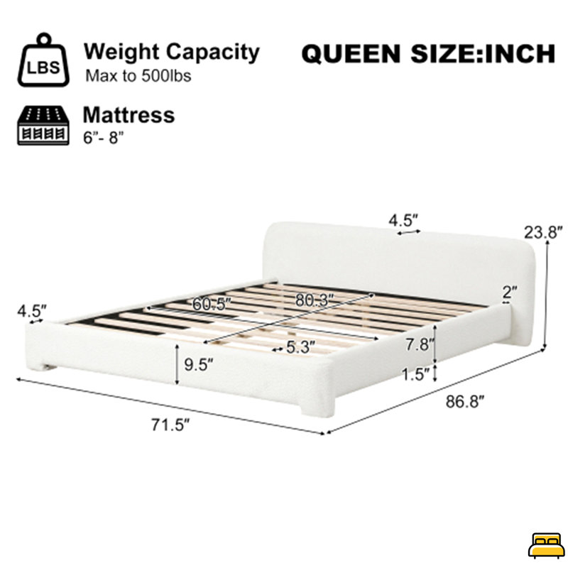 Bouce Upholstered Bed, Queen