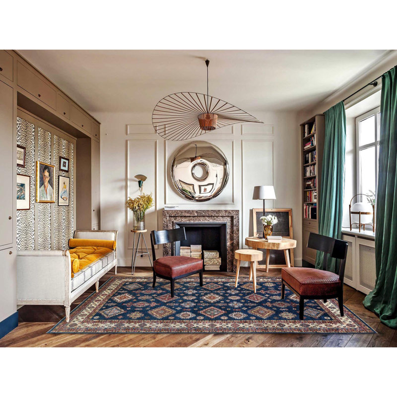 Tapis rectangulaire super en laine noué à la main 12 pi x 15 pi 9 po bleu C864FF6891D04A3E957A6B6C9862FDA8