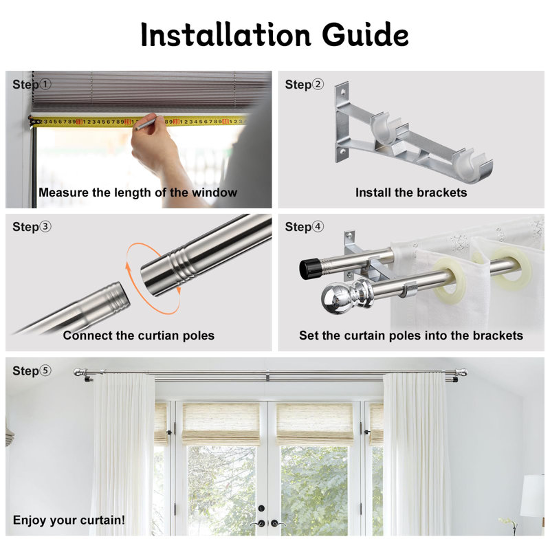 Chahna Stainless Steel Adjustable Double Curtain Pole