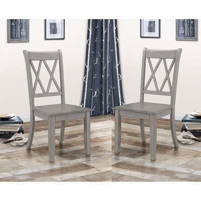 2 chaises d'appoint grises, placage de pin arrière, élégance transitionnelle de 2 chaises grises, pour une utilisation dans la salle à manger