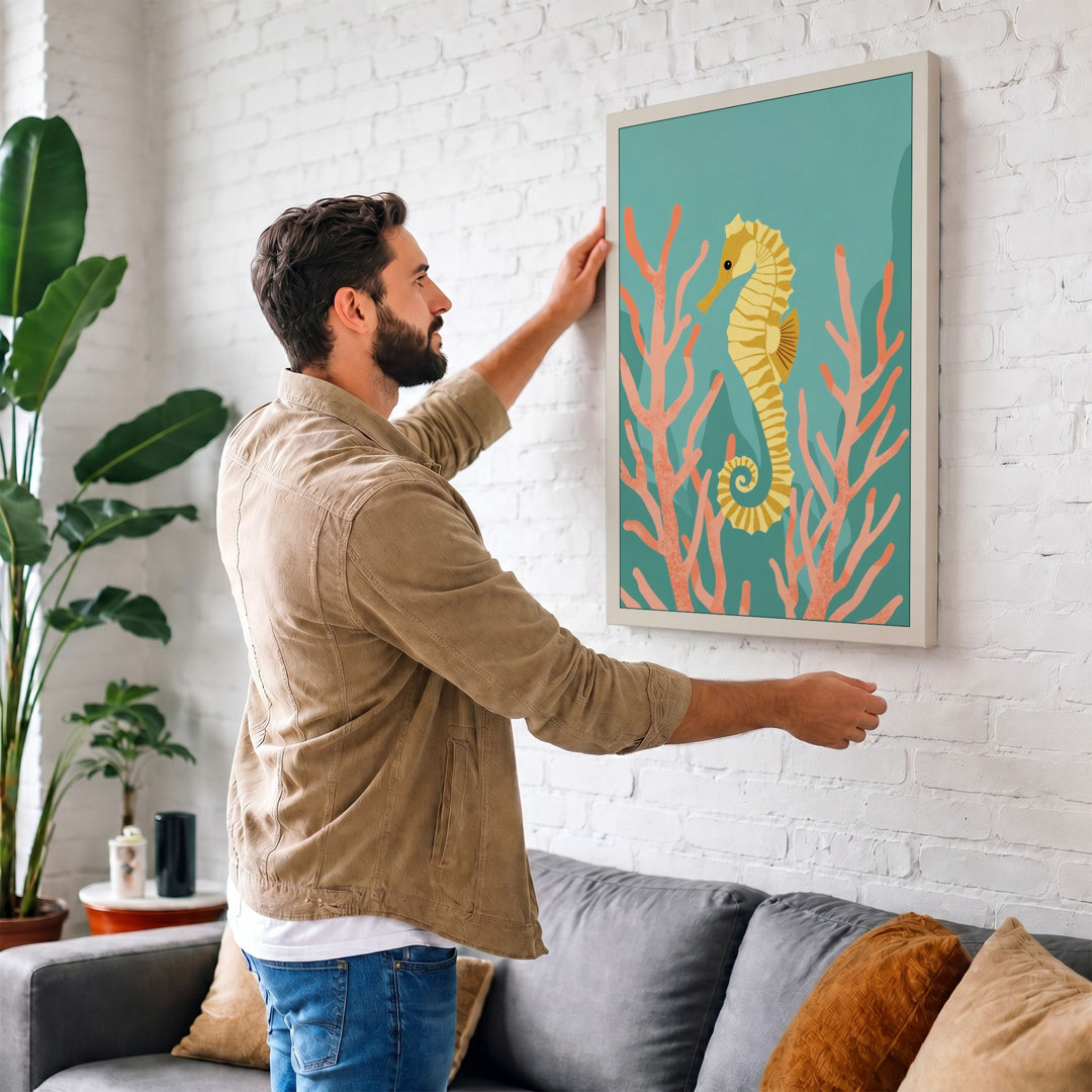 Seahorses in Coral Coastal - Wrapped Canvas