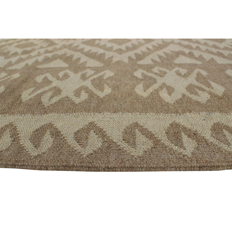Kilim fabriqué à la main en laine brun/taupe Benge Tapis décoratif