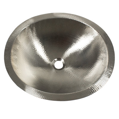 OVS2017 19.75 Inch Hand Hammered Matte Stainless Steel Oval  Bathroom Sink