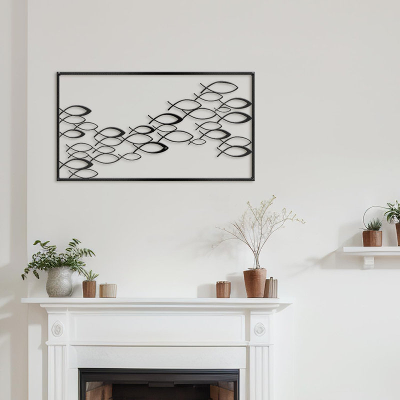 Décoration murale en métal, Noir, H 18 po x l 36 po x P 0,05 po