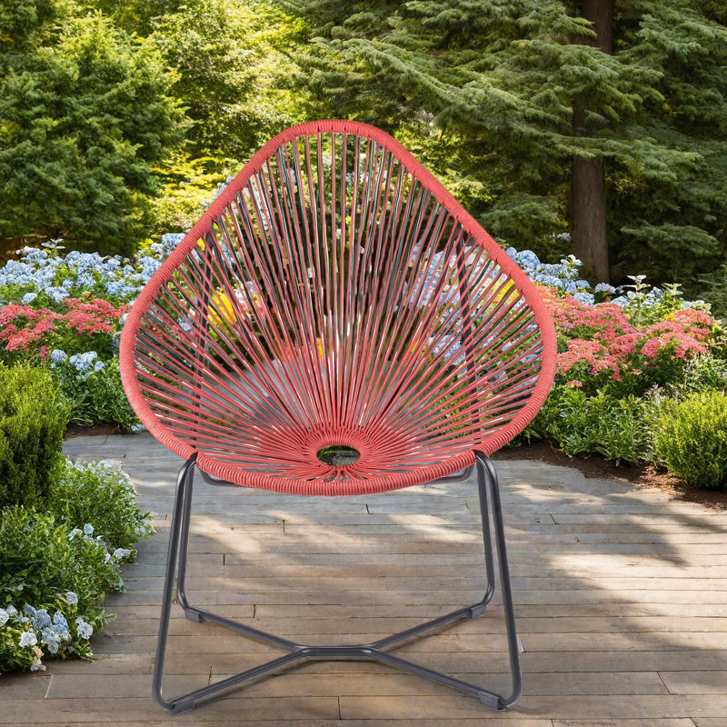 Méridienne de patio moderne en acier durable, utilisation à l'extérieur avec corde rouge