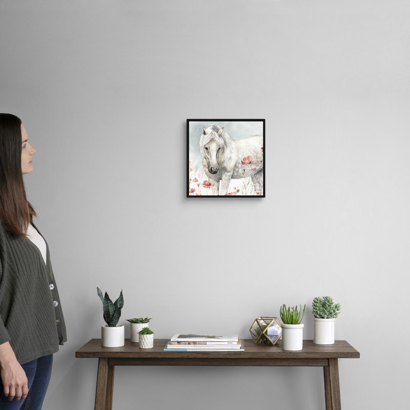 Art sauvage sur toile, "Chevaux sauvages", H 14 po x l 14 po x P 2 po, Toile avec cadre noir