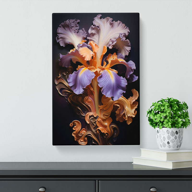 Iris Flower Baroque No.3 - Wrapped Canvas, 76cm H x 50cm W x 3cm D