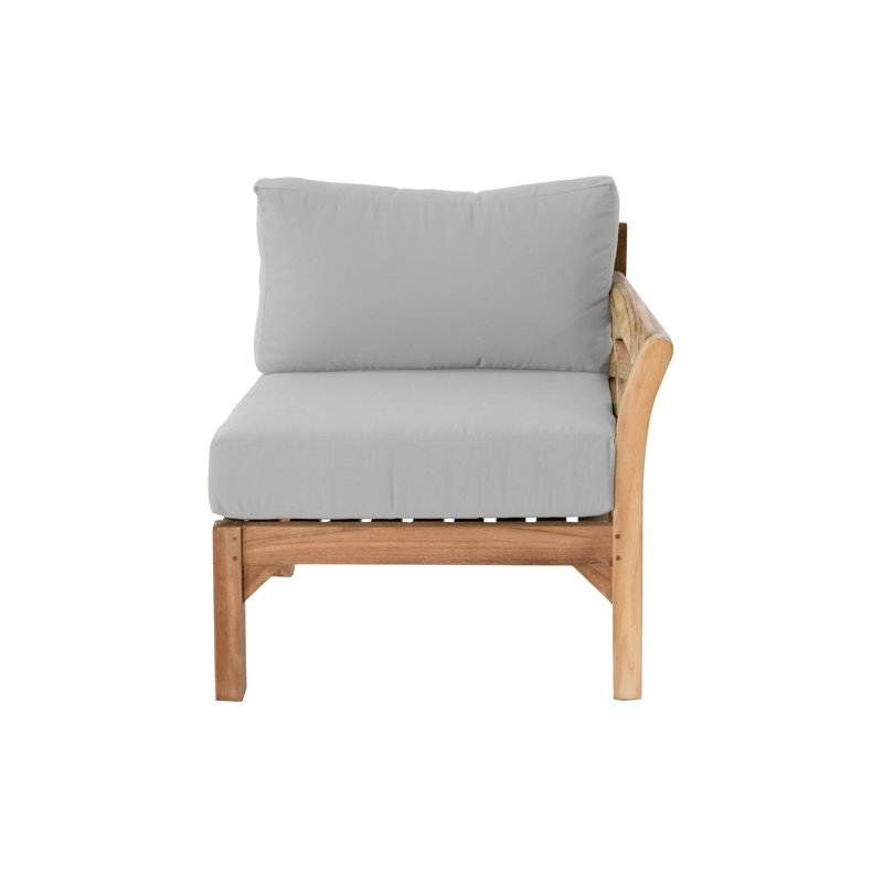 Chaise longue d'extérieur en teck avec coussins Sunbrella Monterey, Granit