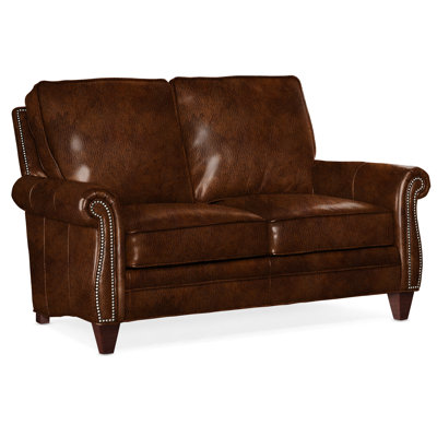 Reddish Leather Loveseat
