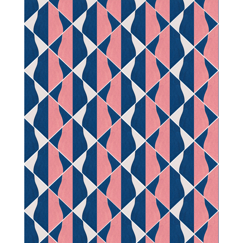 LA DOLCE VITA Wallpaper Roll, Blue/Pink/White