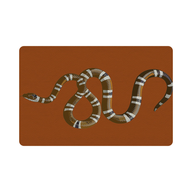 Serpent Vegan Leather Rectangle Pebble Placemat, Burnt Orange