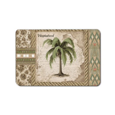 Beige Vintage Palm Tree Bath Rug, 20" X 32", For Bathroom, Kitchen