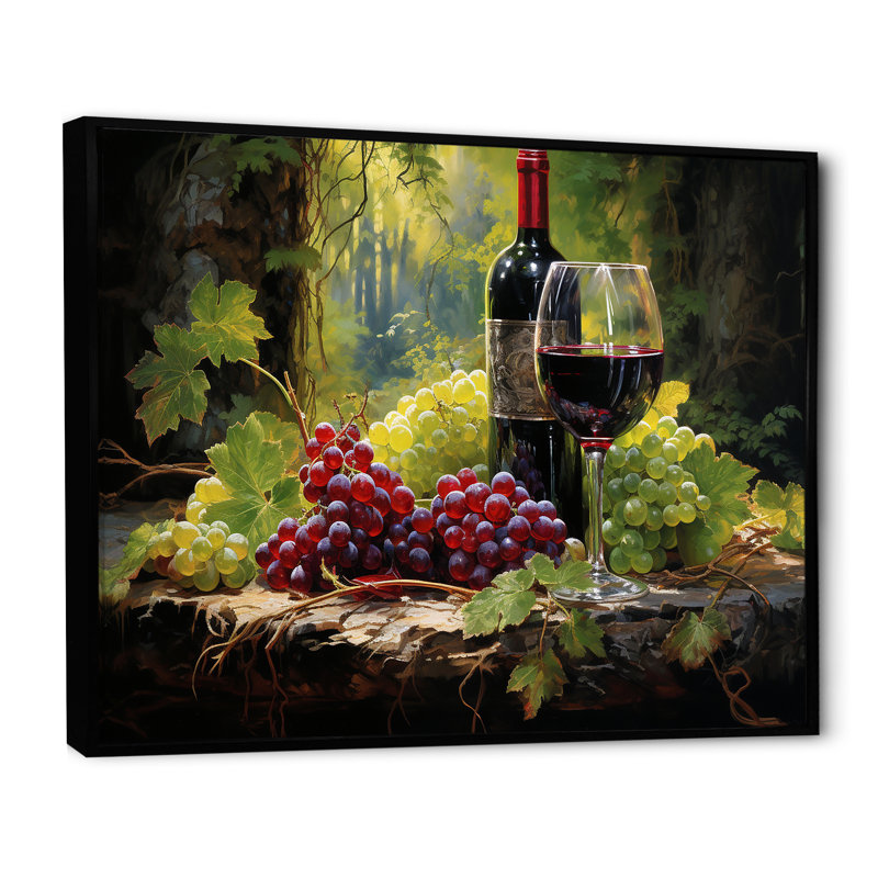 Cabernets calmes - impressions sur toile vin, H 34 po x l 44 po x P 1,5 po, Cadre flottant noir