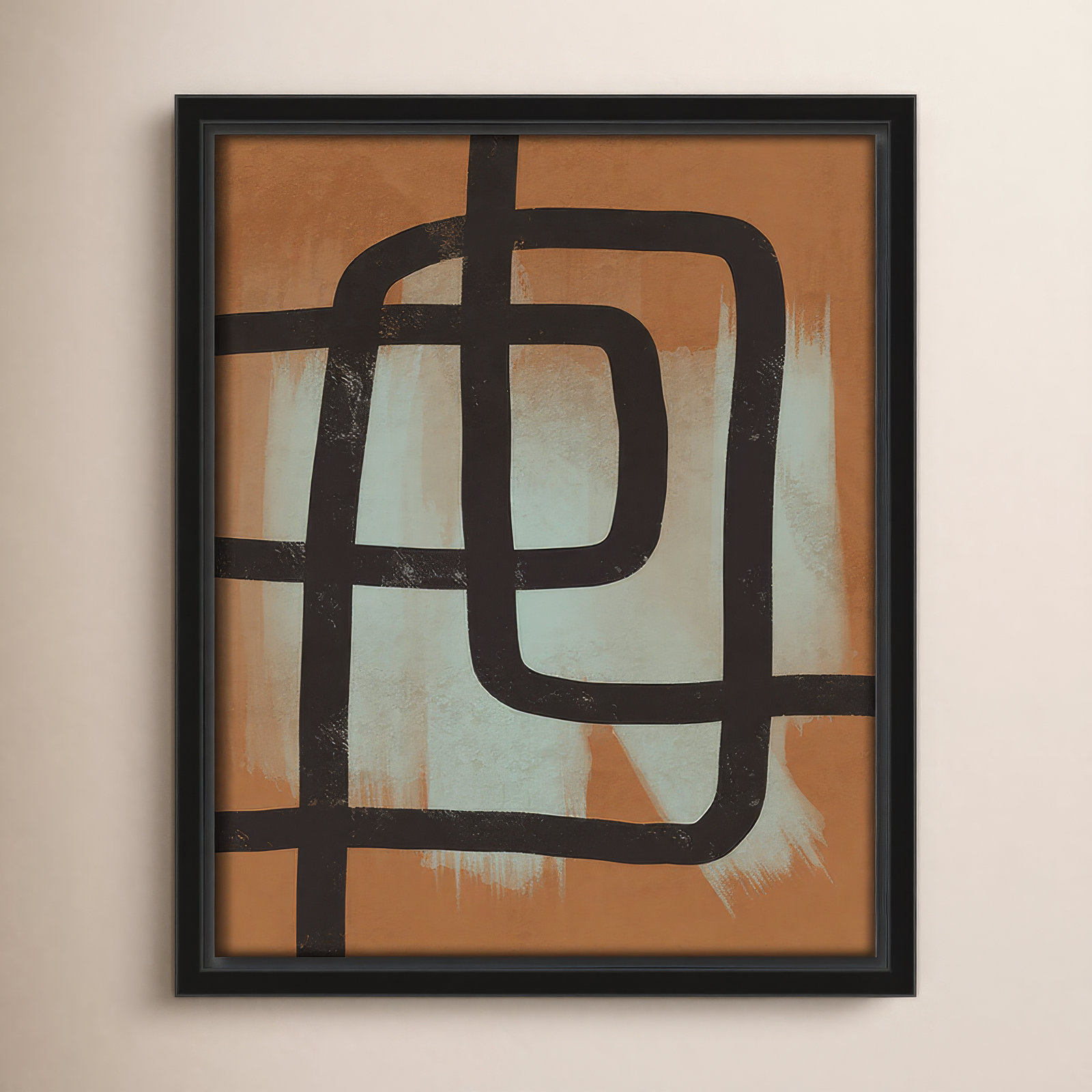 Many Paths Taken 2 Painting, Black, 11.5" H x 9.5" W x 2" D