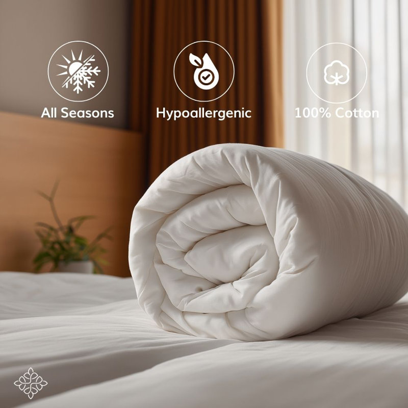 Opulent Home Lightweight 10.5 Tog All Season Cotton Duvet - Anti-Allergy Hypoallergenic Hollowfibre Quilt - Single/Double/King/Super King
