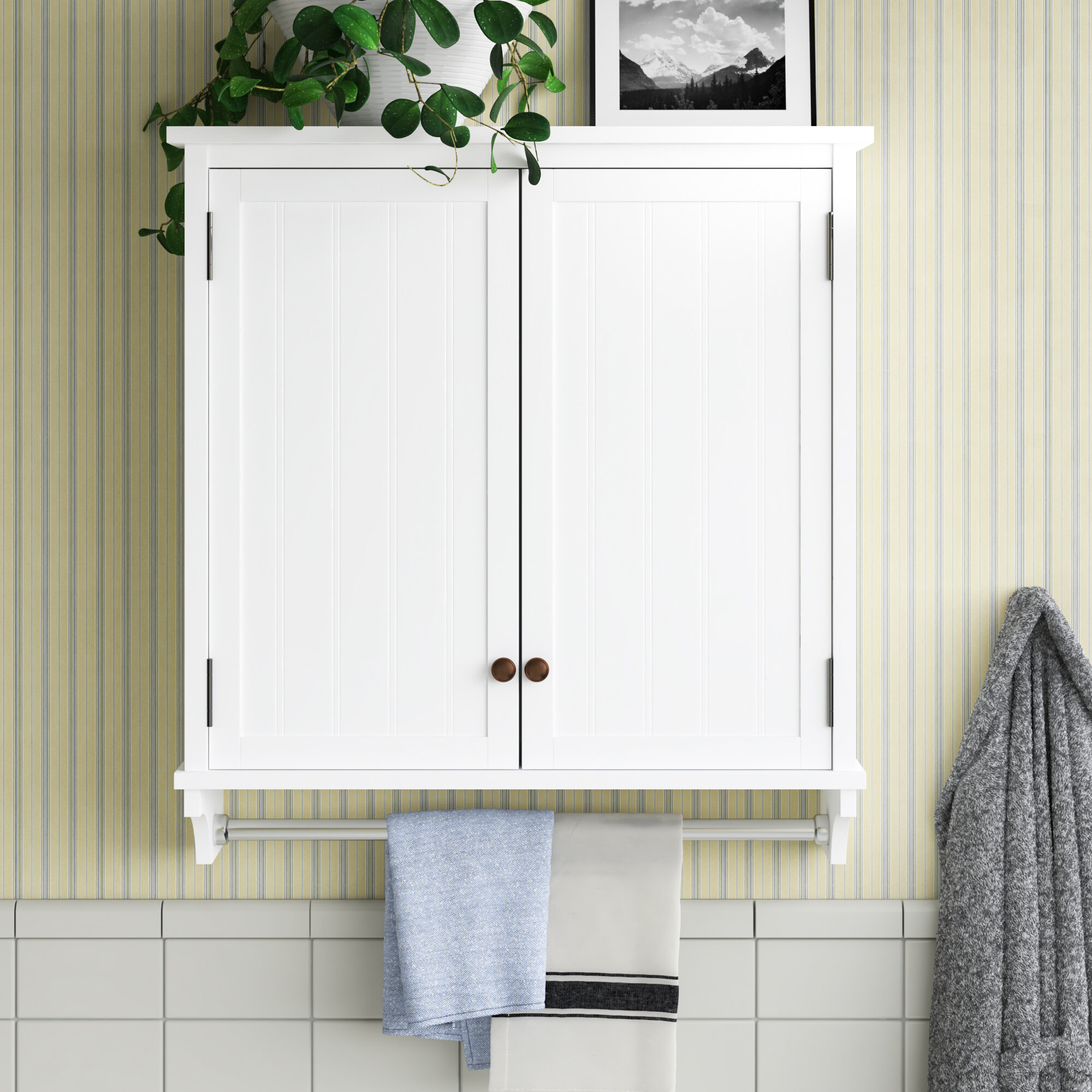 Ploeger Solid Wood Wall Mounted Over-the-Toilet Storage Millwood Pines Finish: White