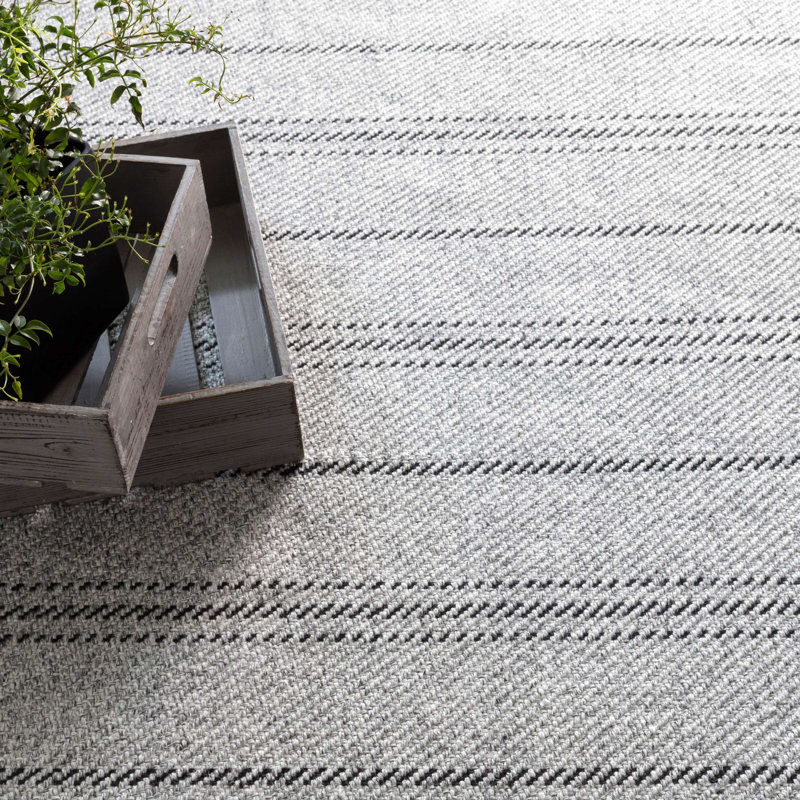Tapis tissé à la main gris / noir Melange, Rectangle 5 pi x 8 pi