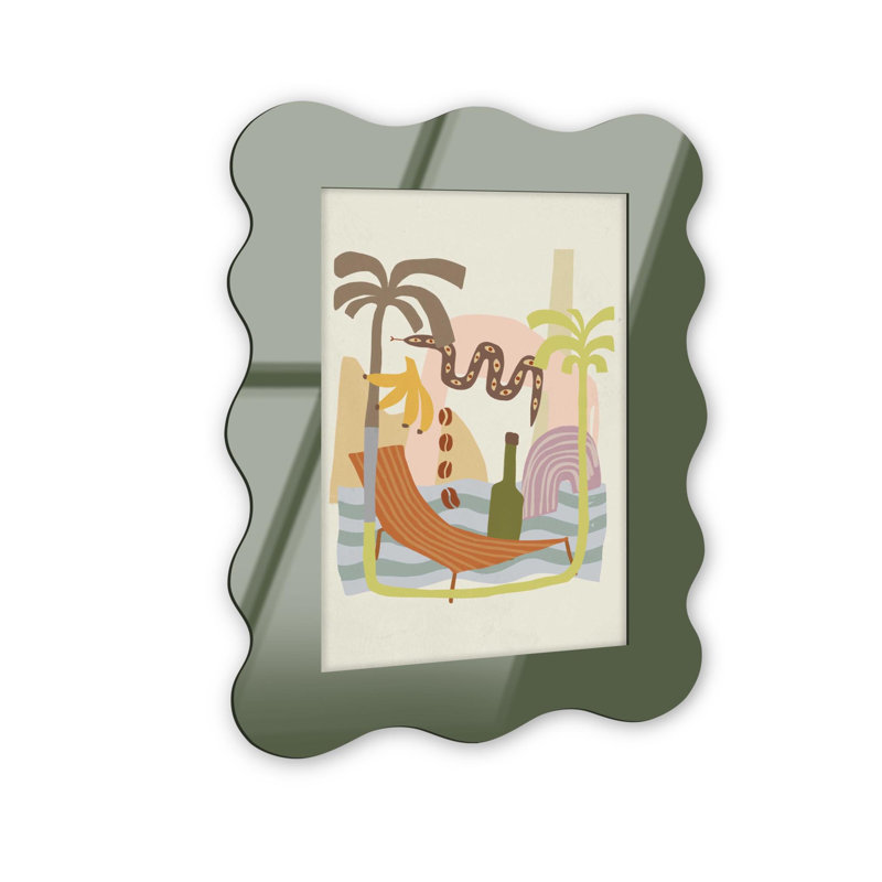 Cadre mural en acrylique Party at the Beach par NOTORIART, H 39,5 po x l 27,5 po, Courbée, Olive