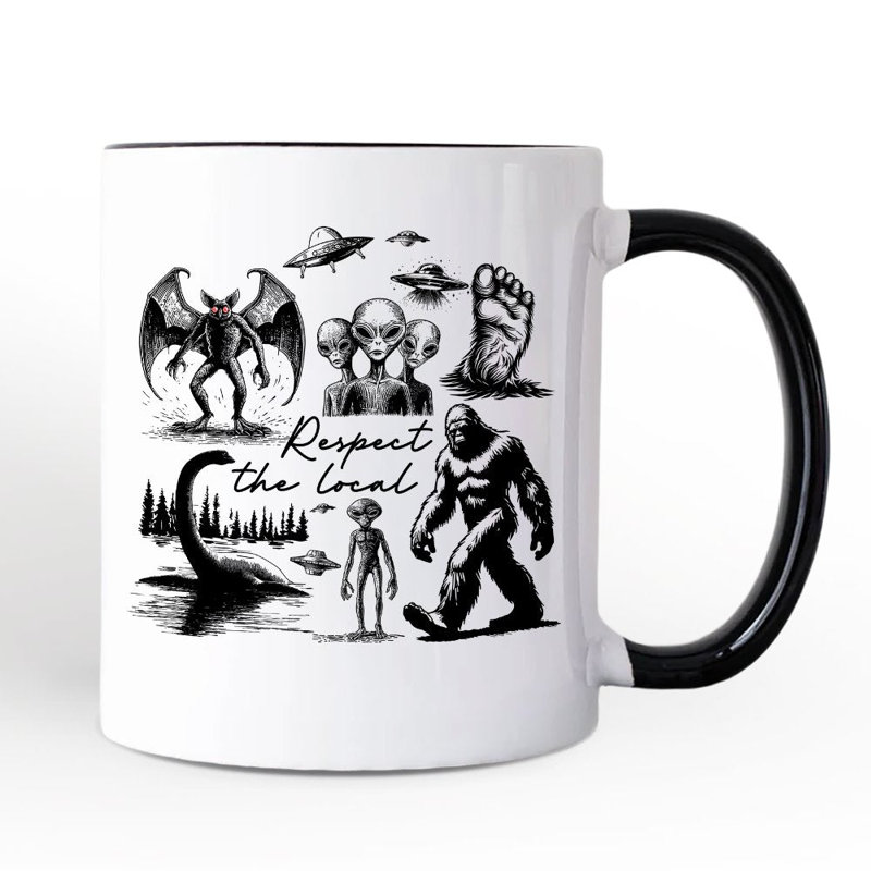 Tasse à café «Respect the local Cryptid Squad», drôle de Bigfoot Alien Mothman
