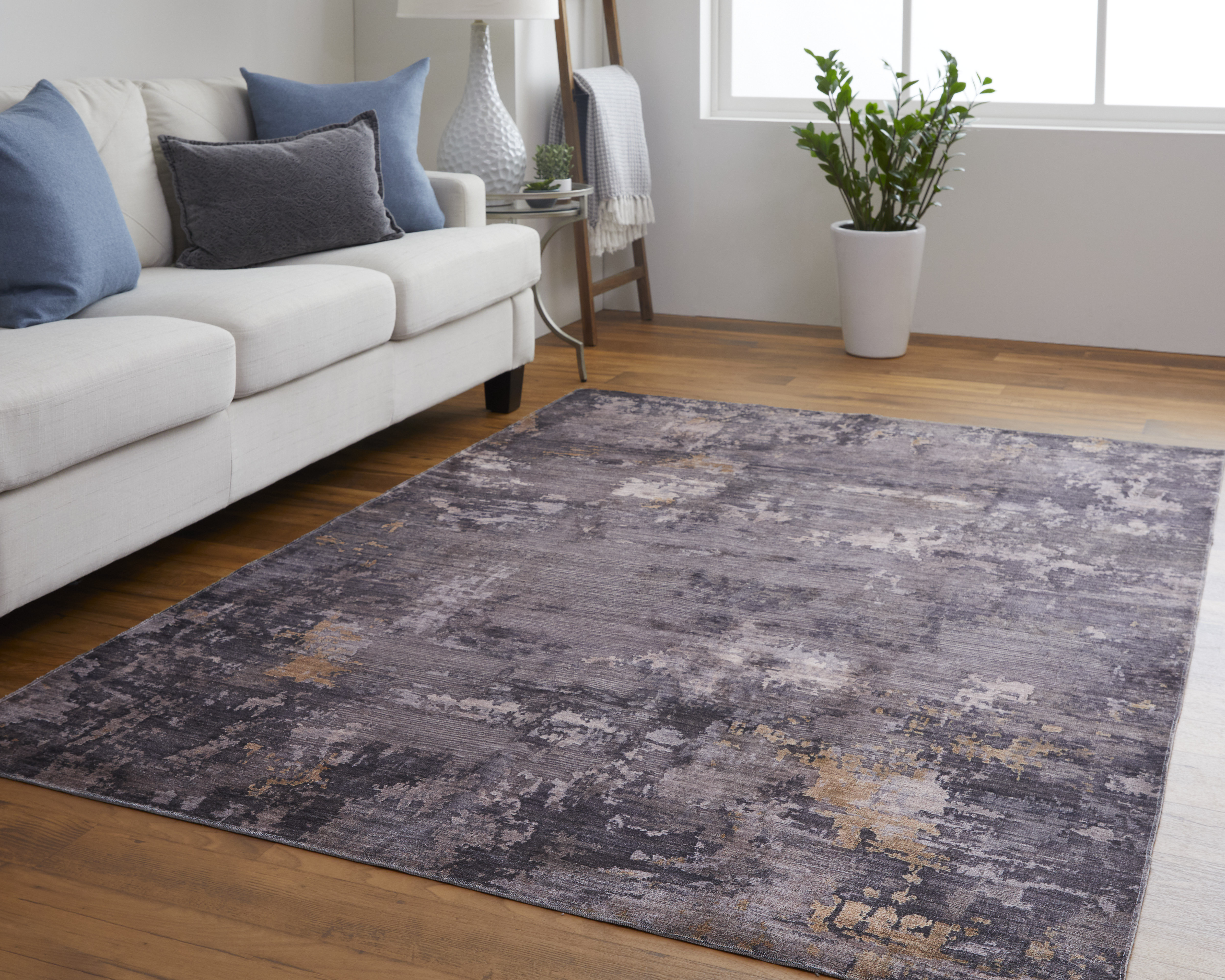 Contemporary Transitional Gray Runner Rug Non Skid Washable Rug