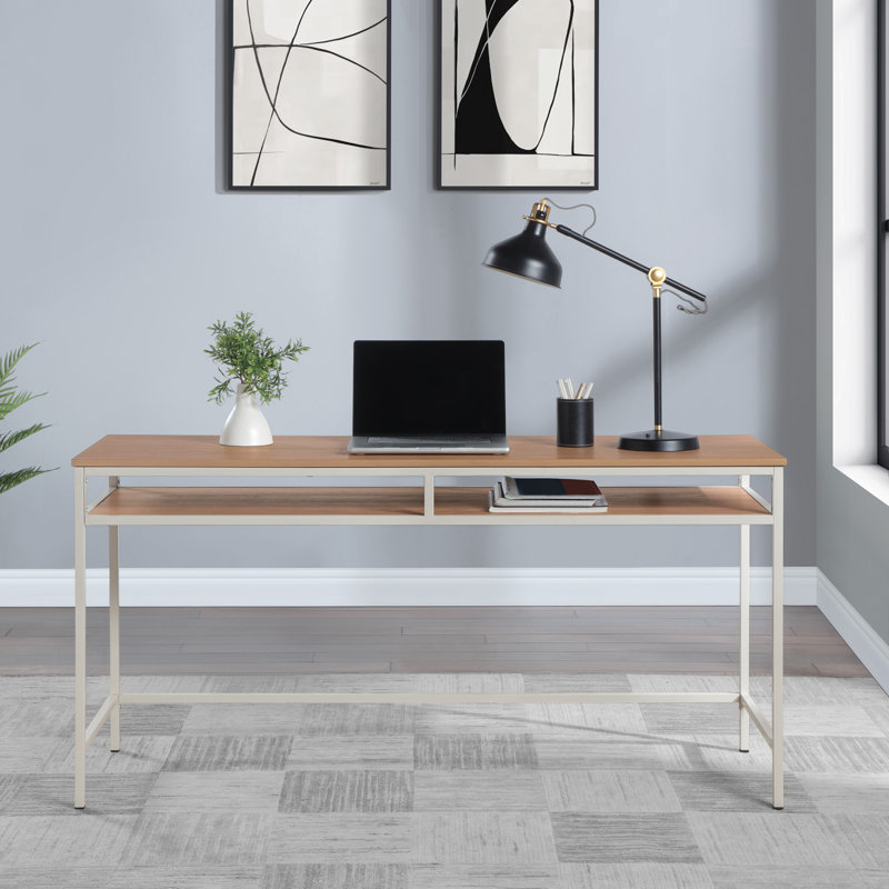 60" Metal Frame Writing Desk, Taupe