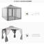 Pavillon de jardin 9,6 pi x 11,6 pi, auvent à 2 toits, gris, pour jardin, pelouse, cour, terrasse, construction résistante aux intempéries, filet de protection, étapes d'assemblage simples - avec terrasse en acier à filet, coupe-vent, gris