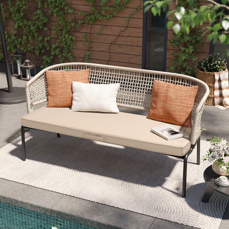 Outdoor Bench Seat Cushion, Beige, 36" W x 14.17" D