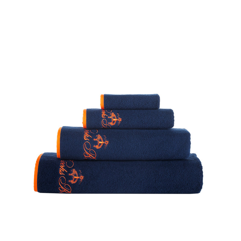 Ensemble de 2 serviettes de bain en coton turc, Bleu marine