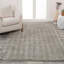 Tapis à poils longs gris / ivoire à motif géométrique moderne Kabira-1911629372