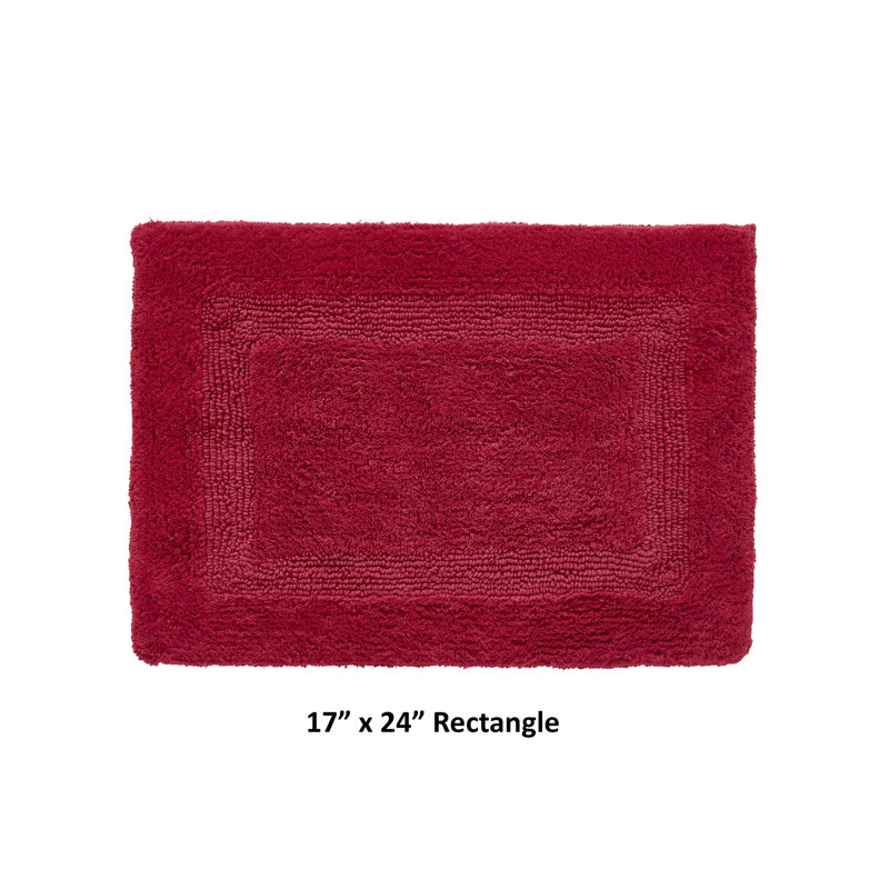 Rozanne Reversible Cotton Bath Rug, Red, 17" x 24" Rectangle