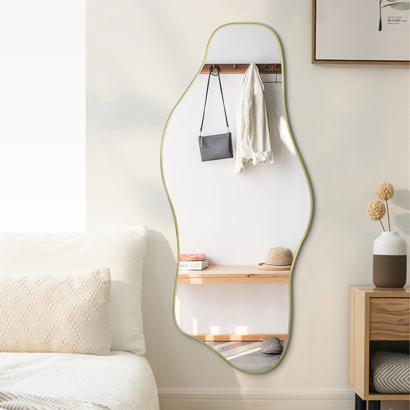 Miroir asymétrique moderne sans cadre, miroir mural décoratif irrégulier, 54,5 po x 24 po, 54.5"x24", Gold