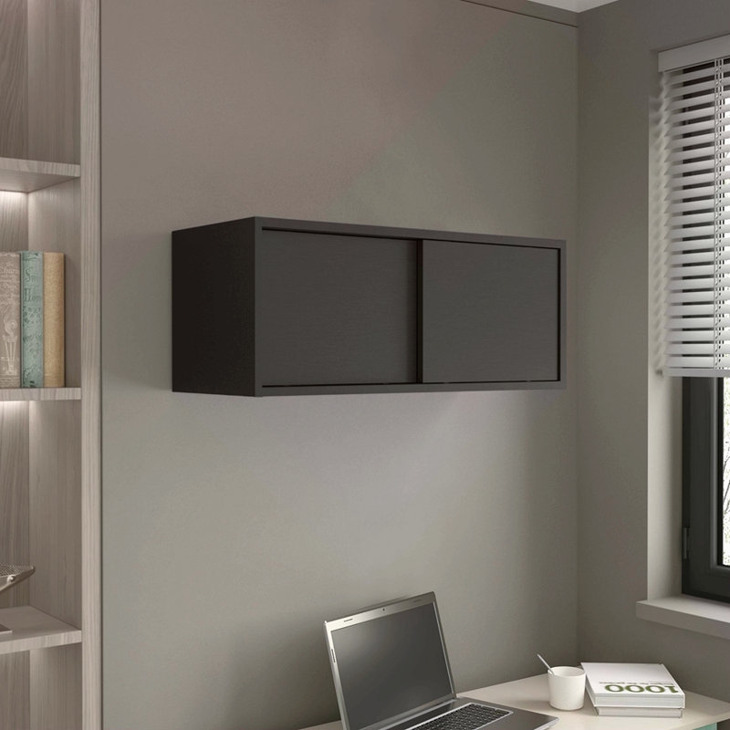Armoire murale H 13 po, 2 portes coulissantes, 1 tablette, Noir