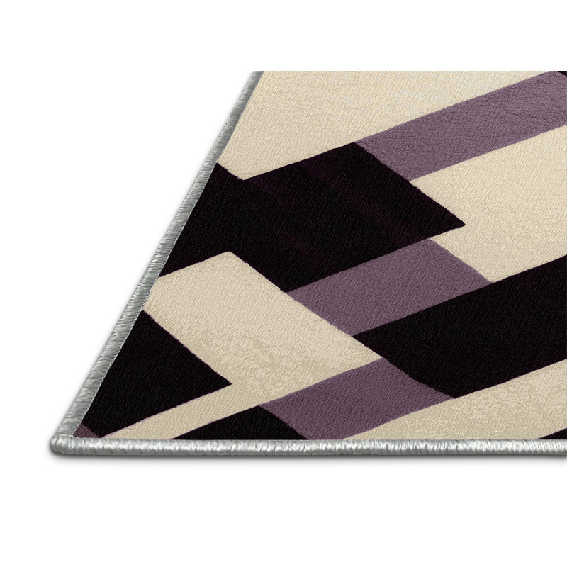 Machine Washable Checkered Beige Area Rug, Rectangle 3' x 5'