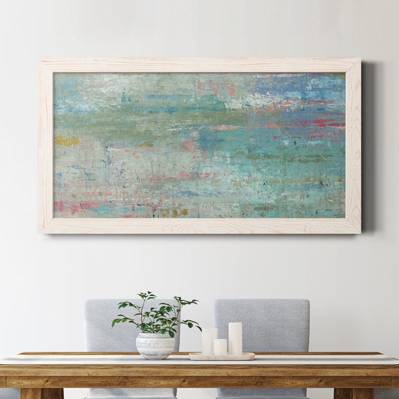 Pastel Watergarden - peinture sur toile encadrée, Blanc