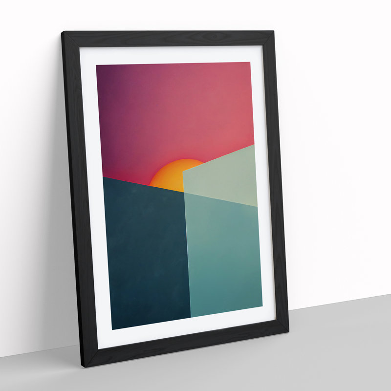 Brilliant Abstract Sunset - Single Picture Frame Print, Black, 46cm H x 34cm W x 2cm D