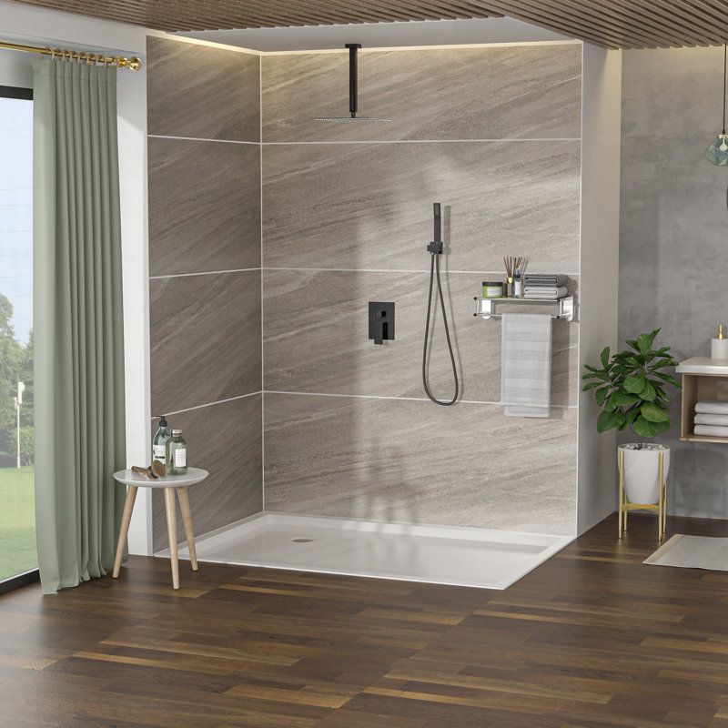 16 Inch Ceiling Mount Dual Shower Head In Oil Rubber Bronze, Rainfall Coverage, - Scald Valve, And Handheld Rain Function Bronze Square With Balanced Adjustable Water Flow, Easy