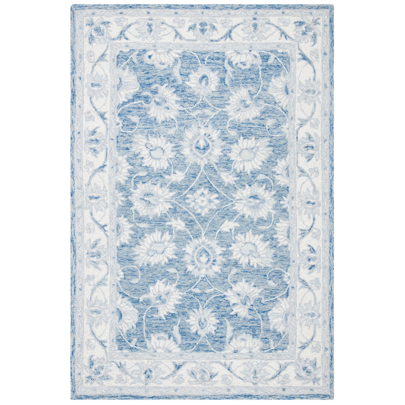Vallelunga Hand Tufted Wool And Cotton With Latex Oriental Rug, Rectangle 4' x 6'