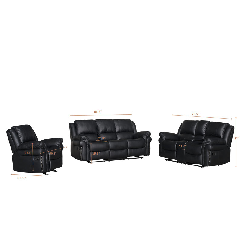 Ensemble de salon en similicuir Eyder, Similicuir brun